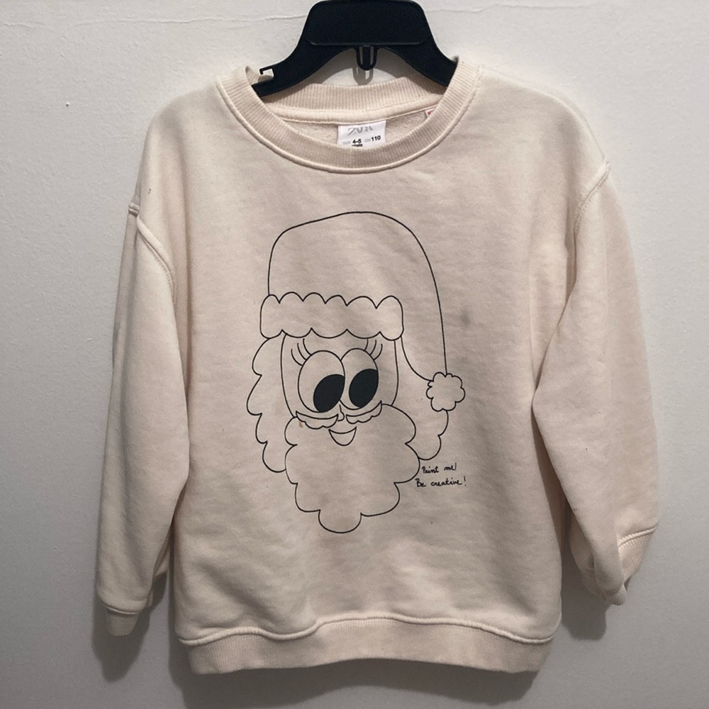 Zara 4-5yrs sweatshirt with Santa design and list on back. Perfect at Christmas